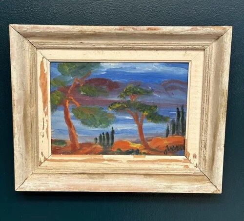 Original Danish Oil on Panel “Forest Motif” by Ivan Joern, Vintage 35×45cm