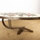 Table basse Française, Acier Chromé et Céramique par Barrois Vallauris 1960