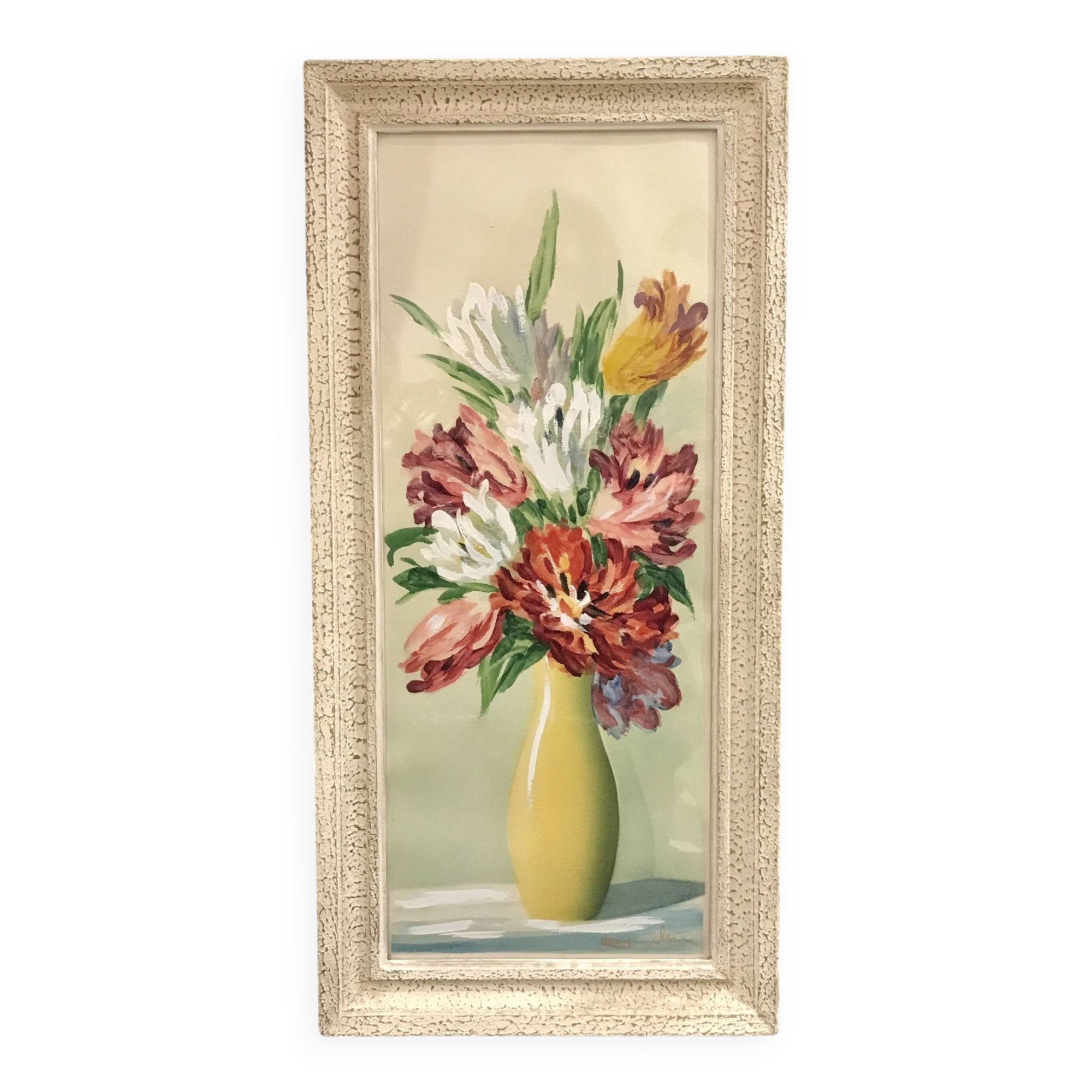 Old painting bouquet of tulips