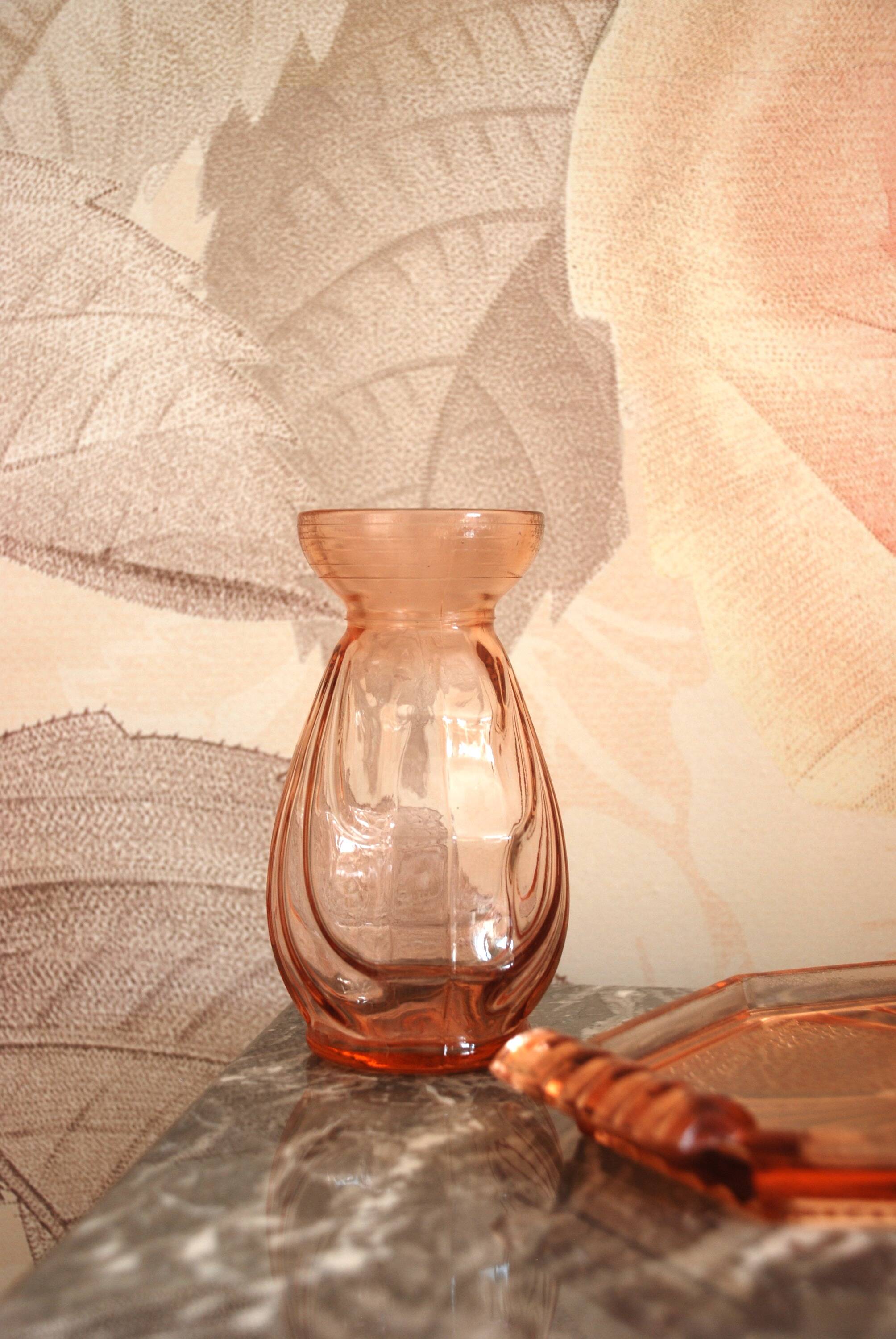 Pink glass liqueur set and accessories from the 1950s