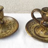 Pair of stoneware candlesticks