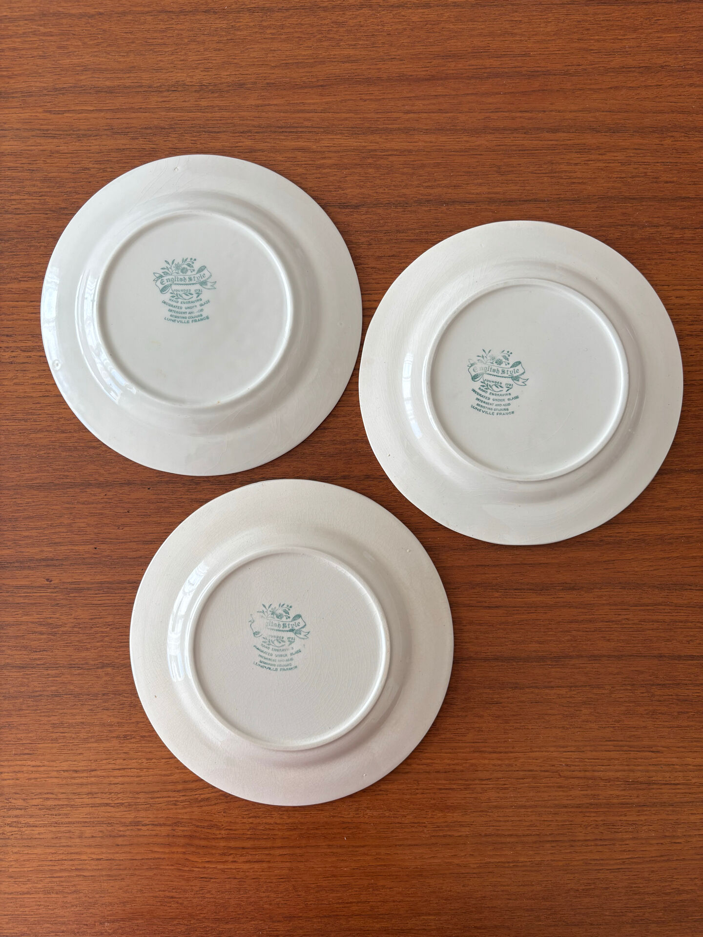 Lot of 3 dessert plates Lunéville English Style – Old roses bl