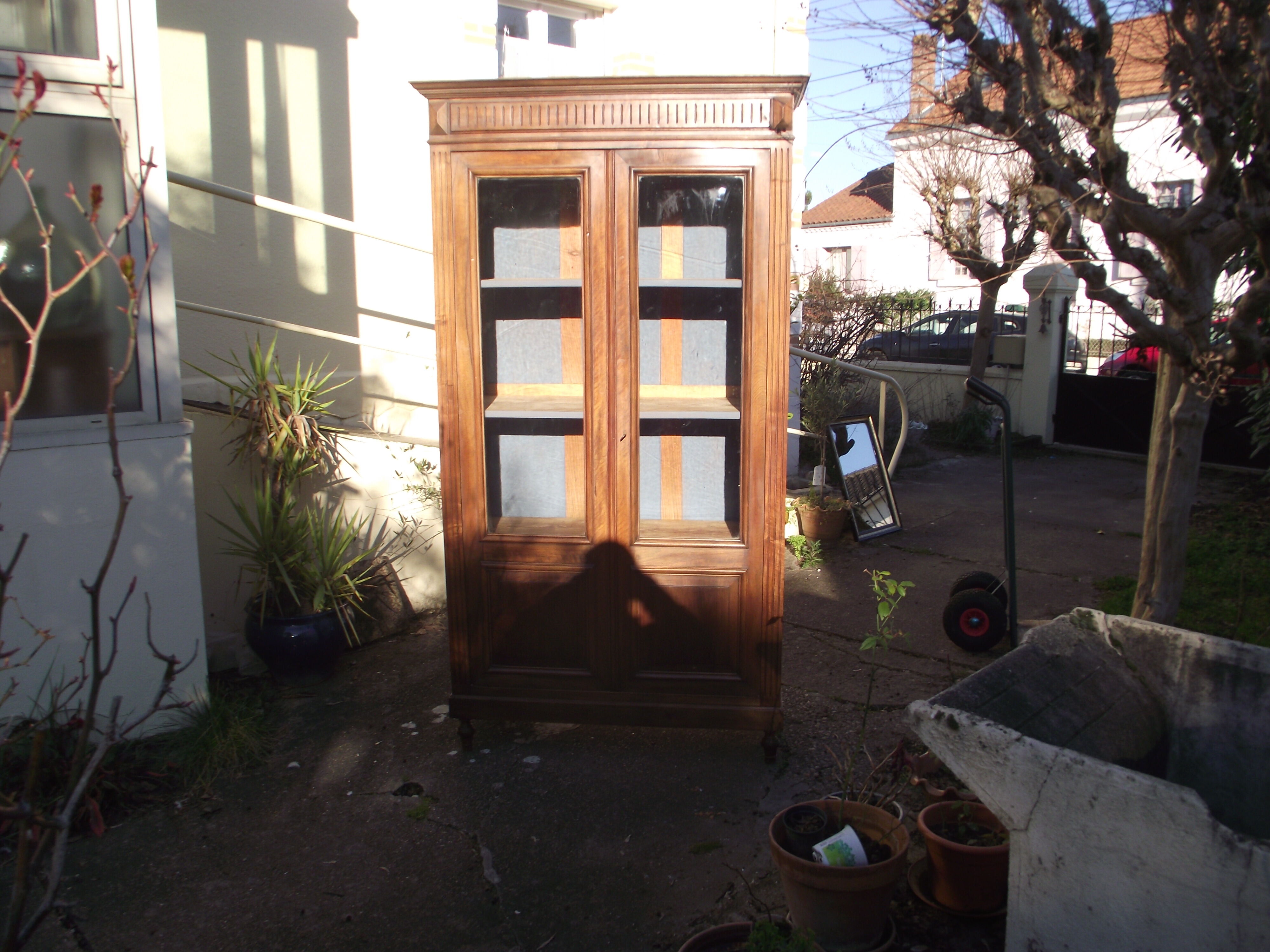 Solid walnut bookcase late 19th early 20th