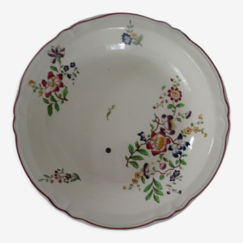 Round dish hollow old Sarreguemines faience decoration flower Strasbourg