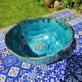 Saladier en céramique fait main bleu oriental