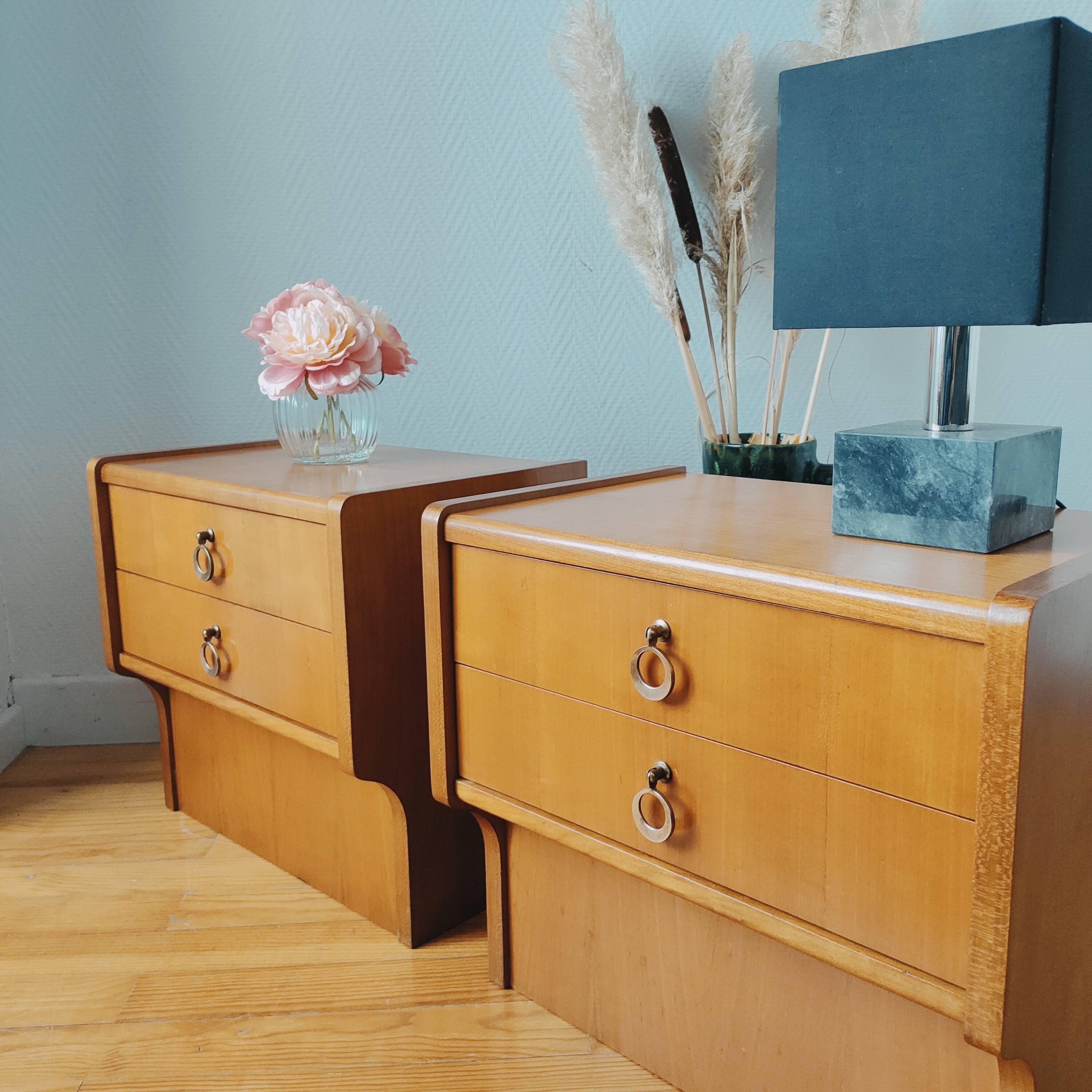 Pair of vintage Scandinavian bedside tables 1970