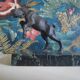 old ibex bookend, base in beautiful black marble veined green