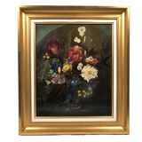 French School nineteenth oil on canvas, bouquet of flowers dated 1883