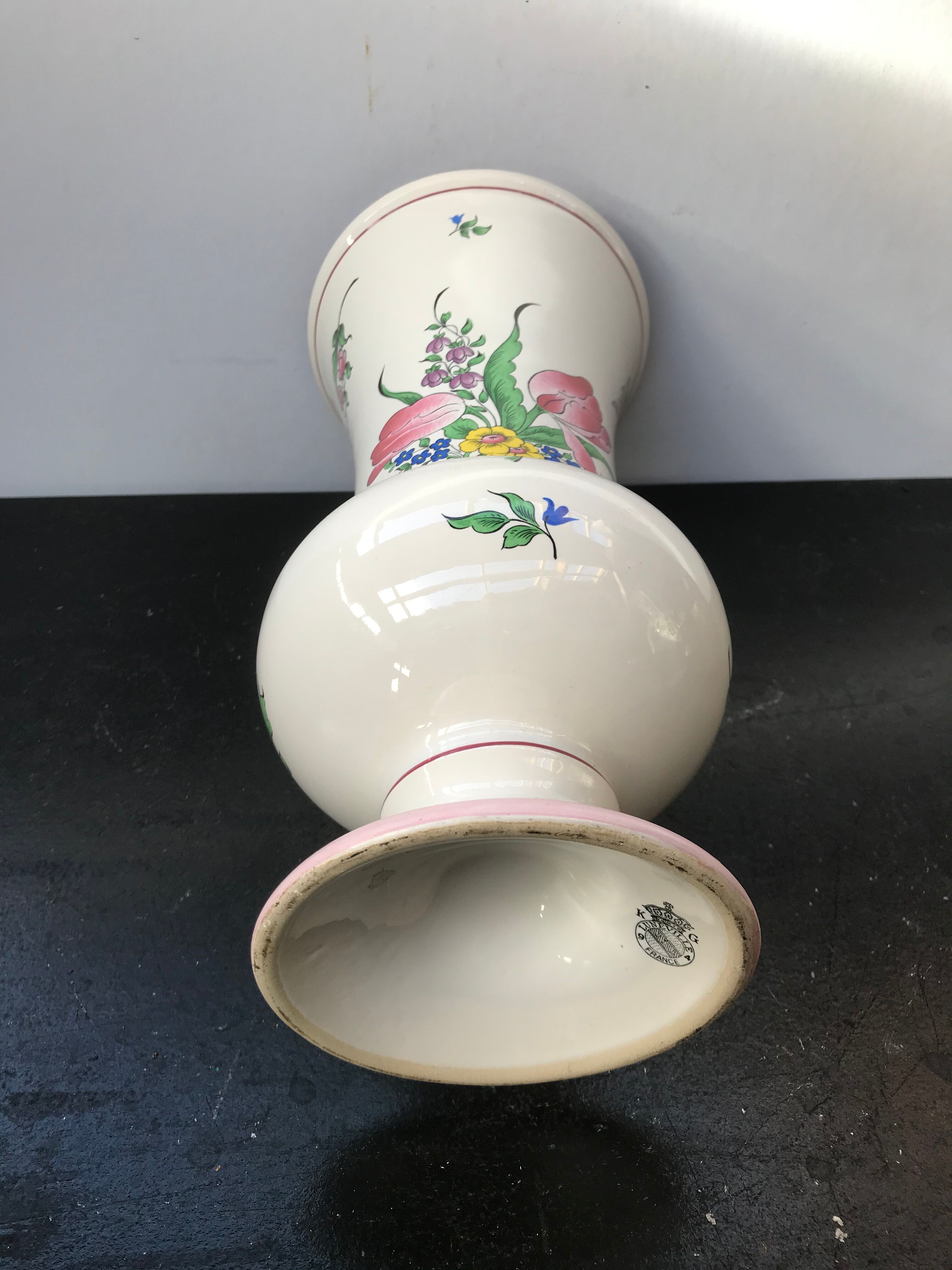 Former Vase K-G LUNEVILLE Ceramics White Decor Vintage Flowers