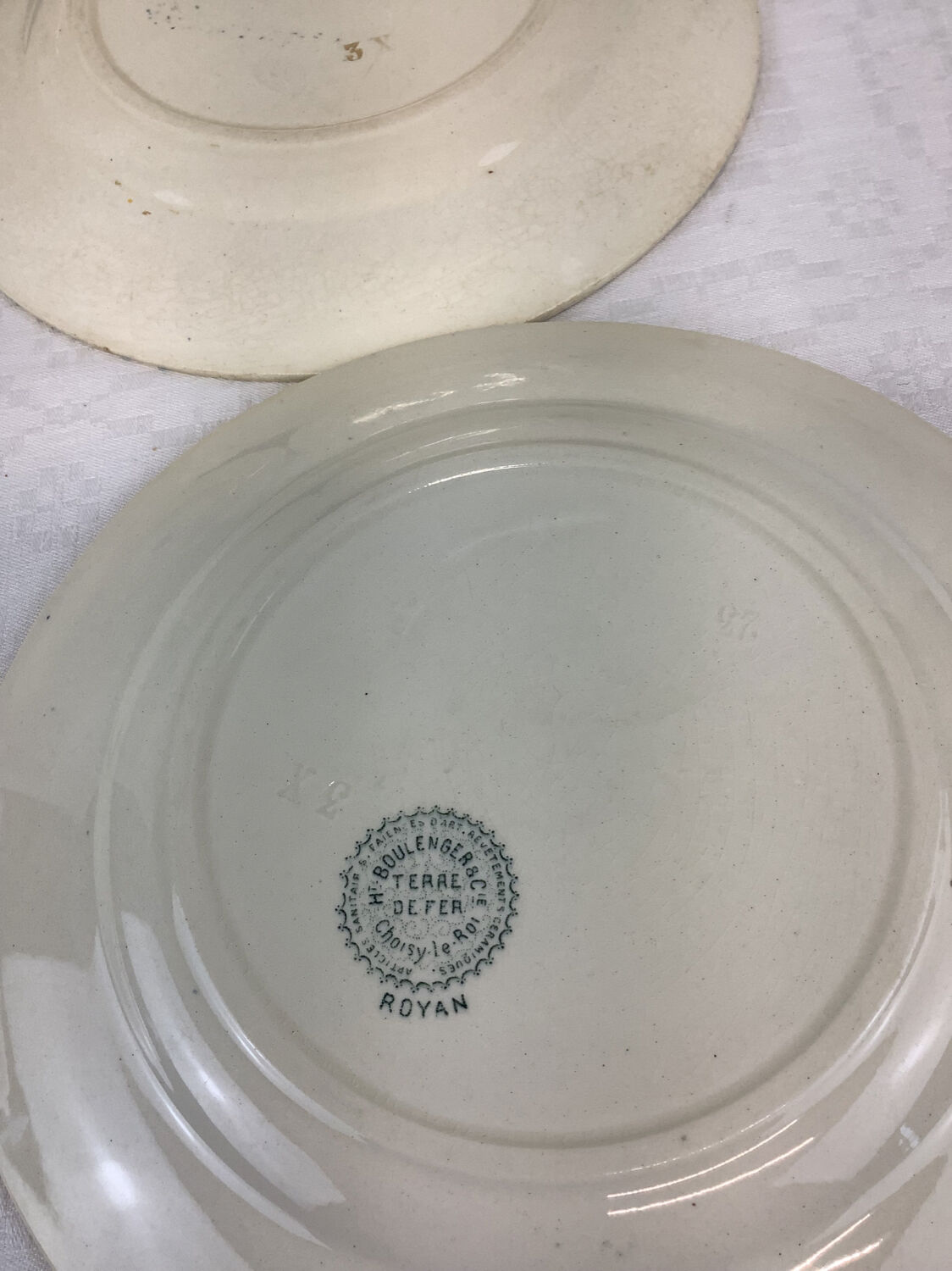 6 old flat plates made in france terre de fer choisy le roi