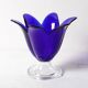 Cobalt Blue Vintage Glass Vase / Mid-century Tulip Flower Vase. Portugal