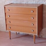 Vintage light wood chest of drawers from the 1970s.