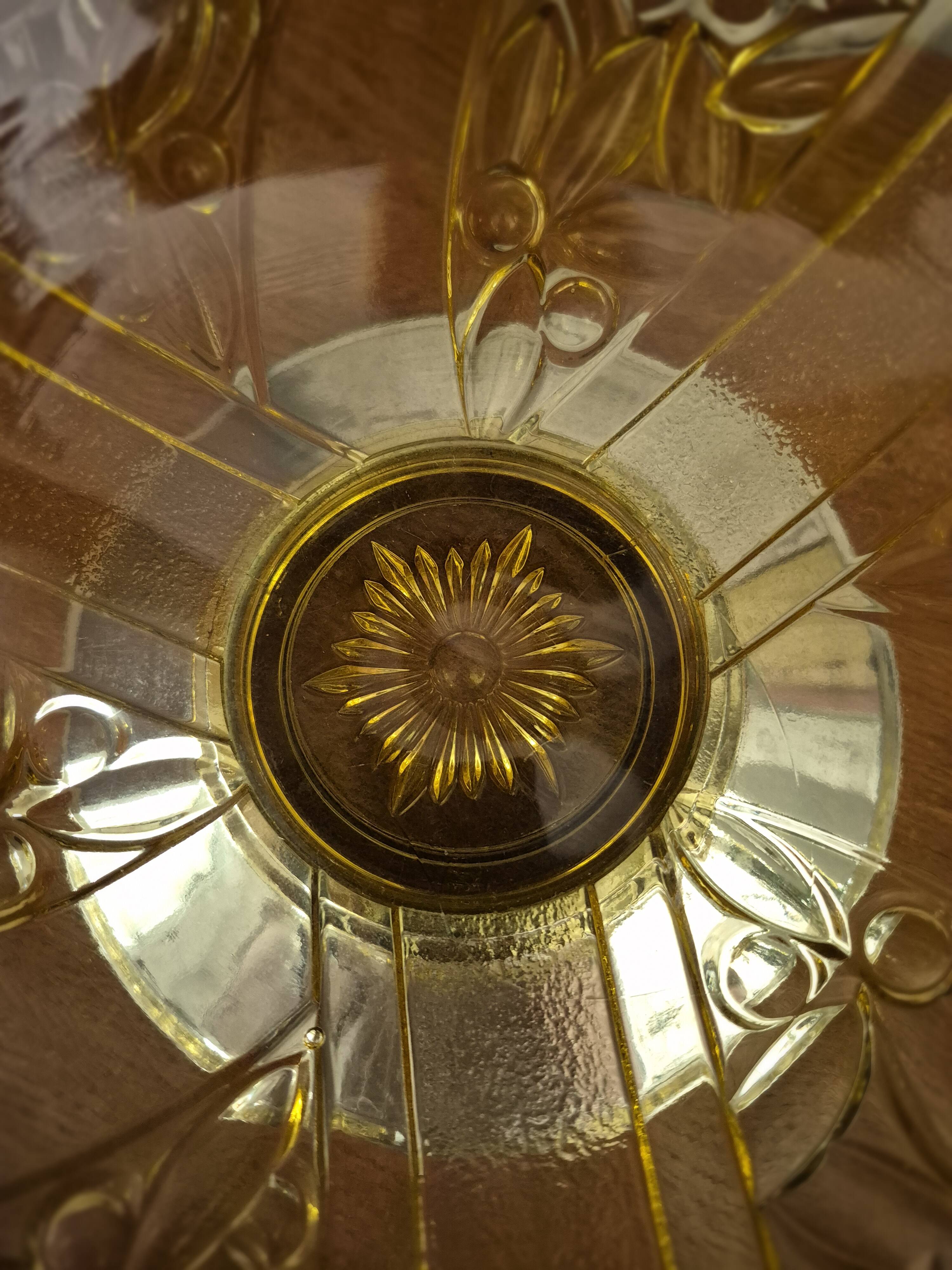 Art Deco fruit bowl in yellow molded glass