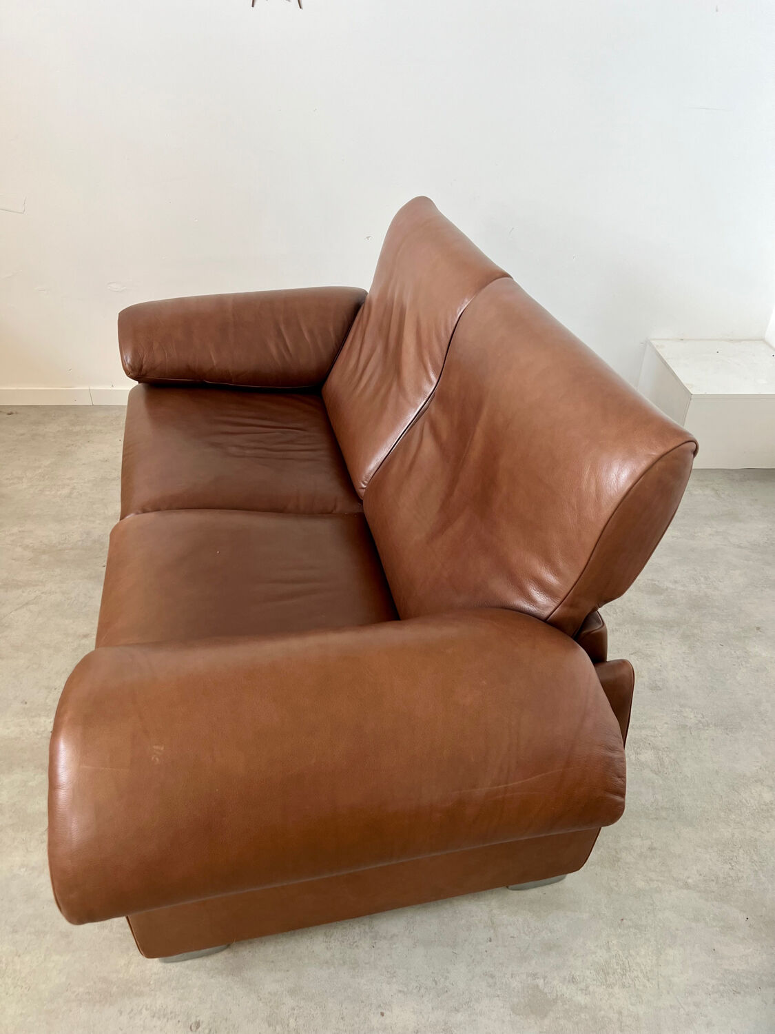 Vintage sofa 2 places leather camel design de sede ds-1023
