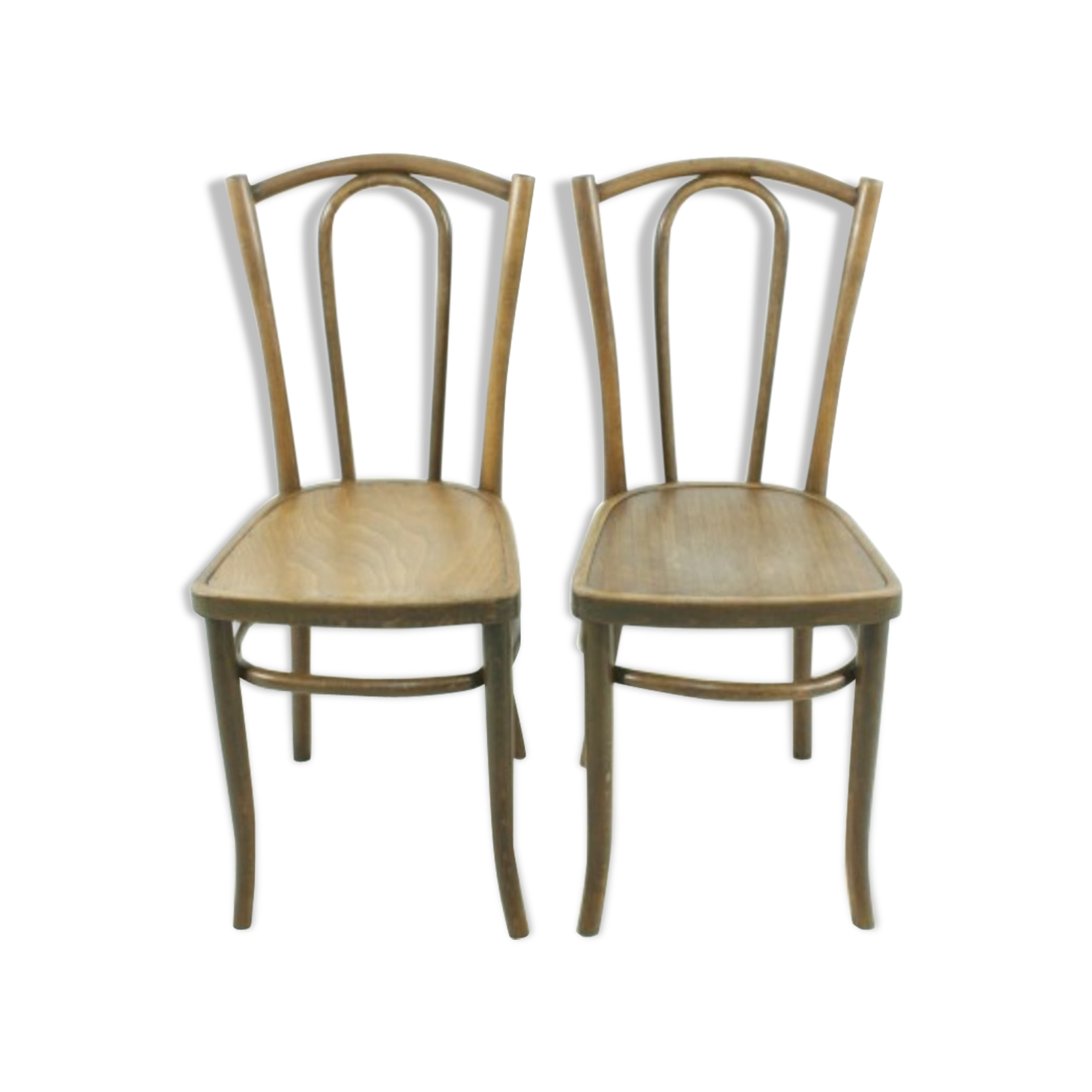 Set of 2 curved wooden chairs circa 1920