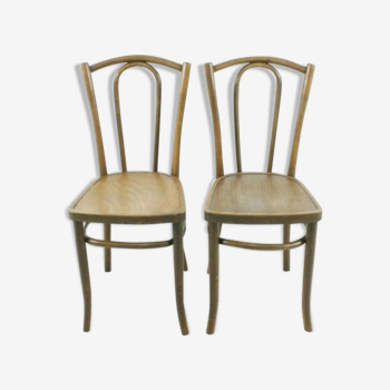 Set of 2 curved wooden chairs circa 1920