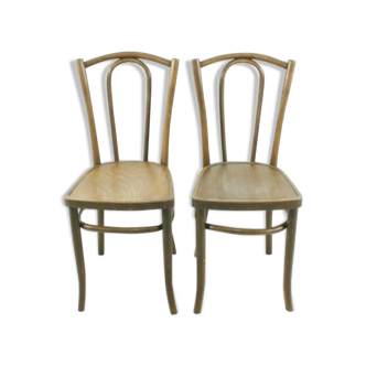 Set of 2 curved wooden chairs circa 1920