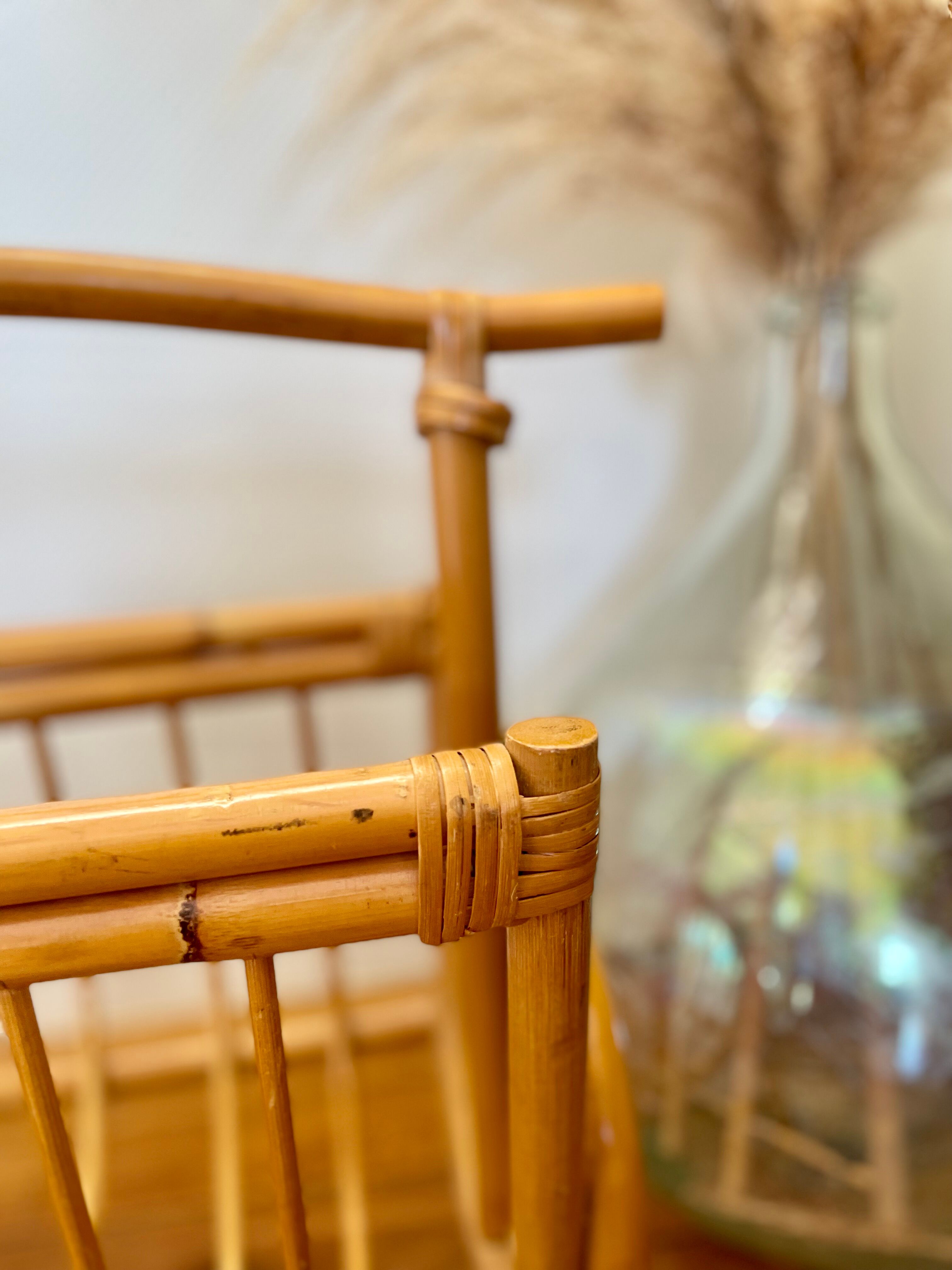Vintage rattan magazine holder from the 60s and 70s