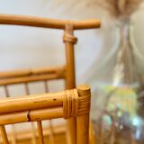 Vintage rattan magazine holder from the 60s and 70s