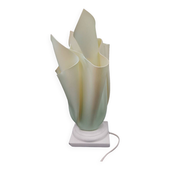 Large ambient lamp in green draped plexi "soleillade" plaster 80s