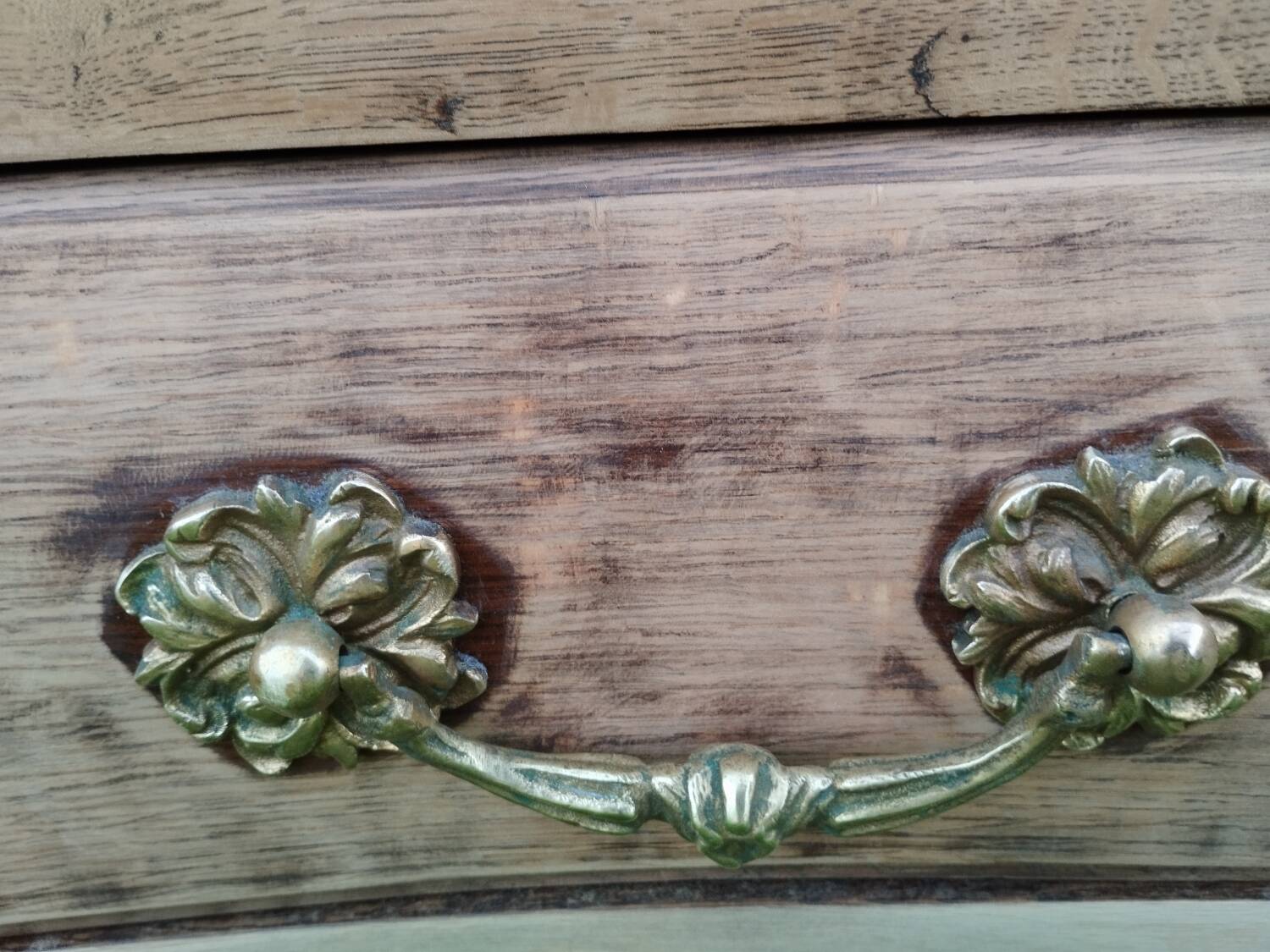 Antique Louis XVI style chest of drawers with wooden top