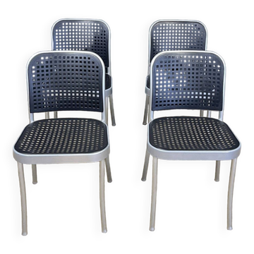 Set of 4 Silver chairs by Magistretti for Padova 1980 Italy