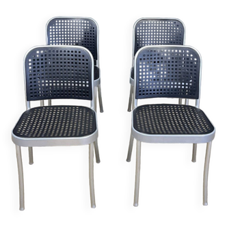 Lot de 4 chaises Silver par Magistretti pour de Padova 1980 Italie