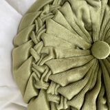 Vintage round pleated velvet cushion