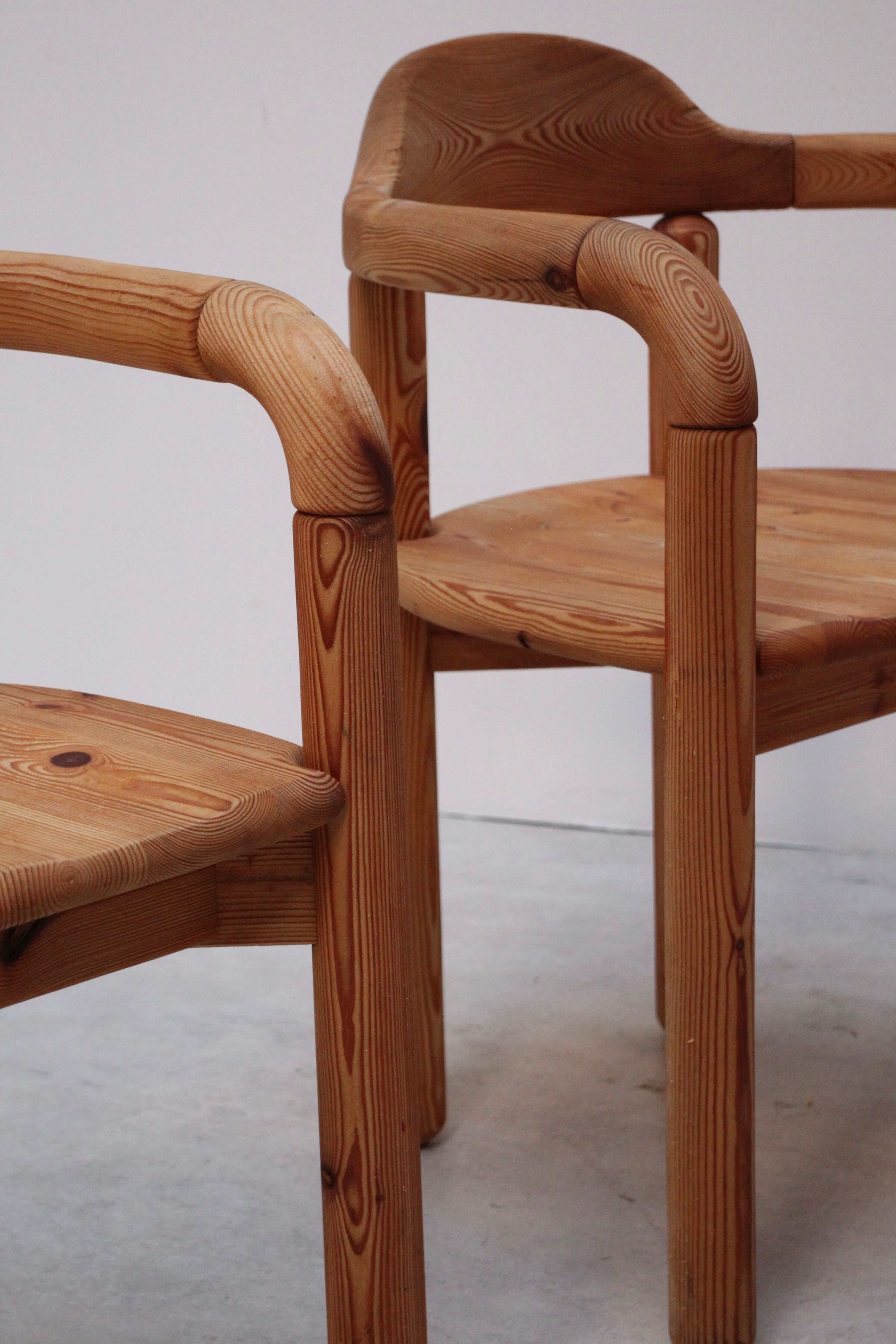 Series of 5 Scandinavian pine chairs