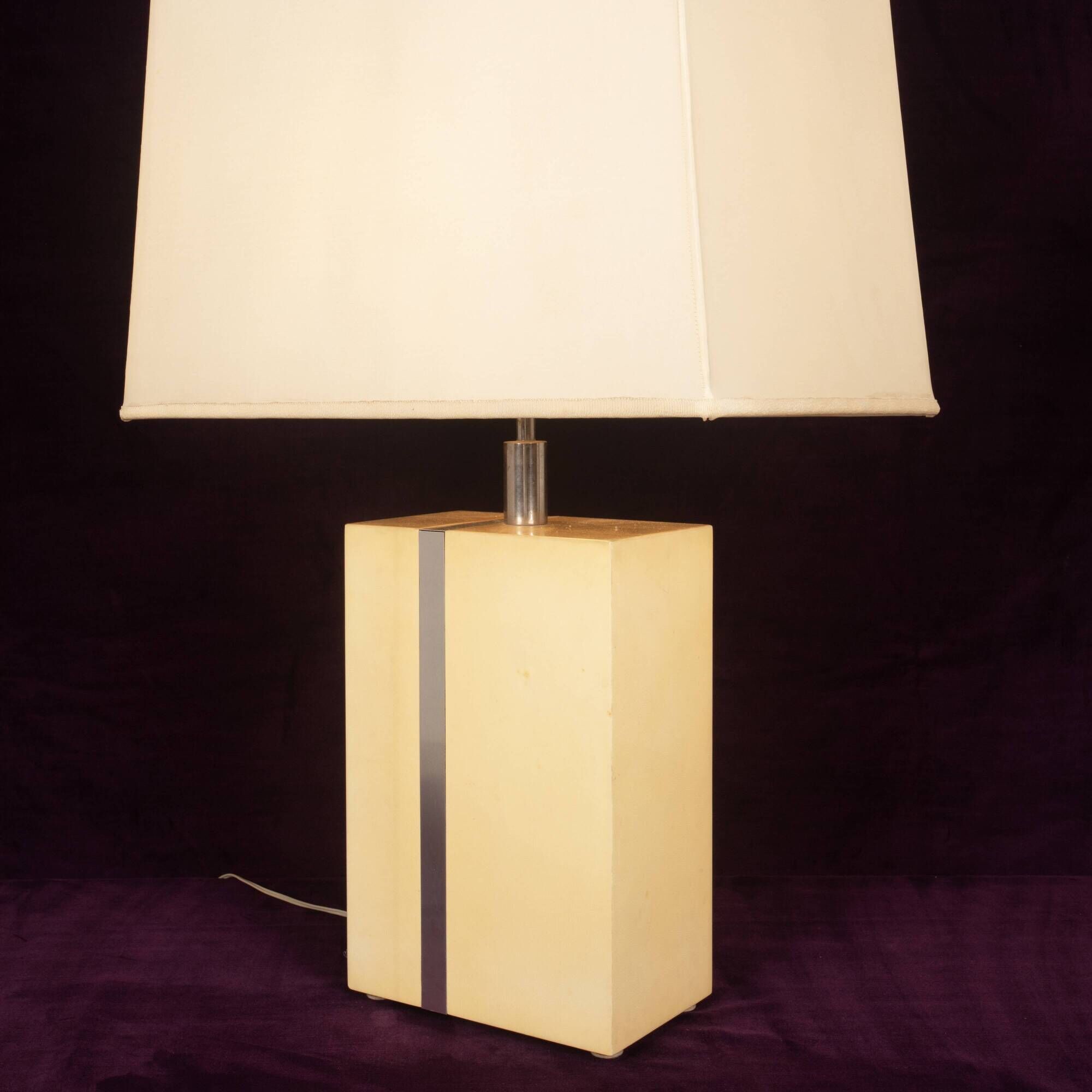 Tommaso Barbi Italian Rationalist Parchment and Metal Geometric Table Lamp