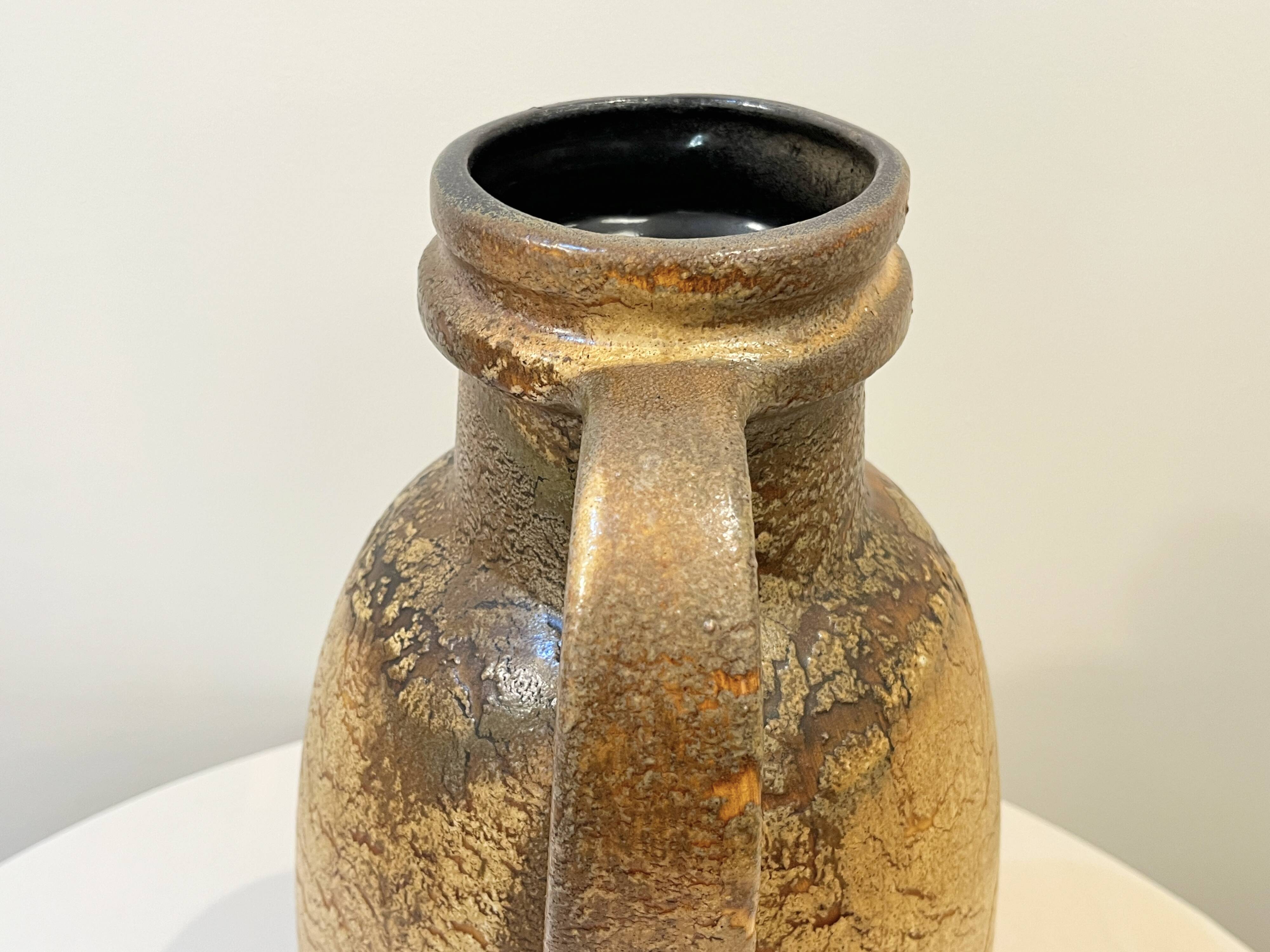 XXL Floor vase ceramic beige brown Scheurich 417-42 Fat Lava West Germany vintage 1950s 1960s