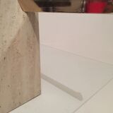 Artedi Italy coffee table in travertine, brass and glass 1970s