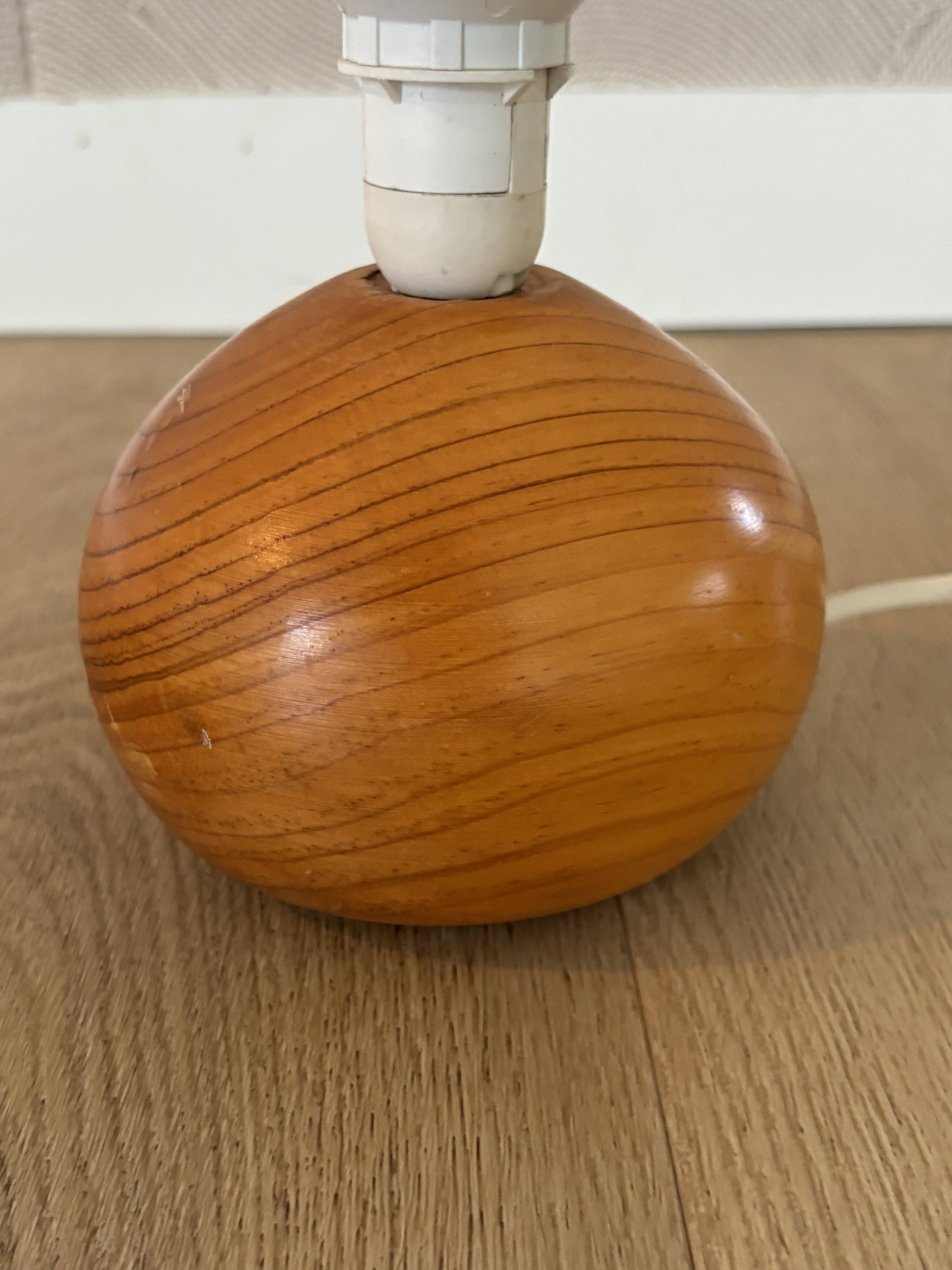 vintage wooden ball lamp small model with fabric shade 80's design