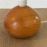 vintage wooden ball lamp small model with fabric shade 80's design