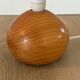 Lampe boule en bois, abat-jour en tissu, années 80