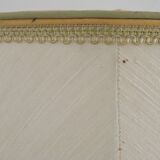 Table lamp with wooden base and fringed shade