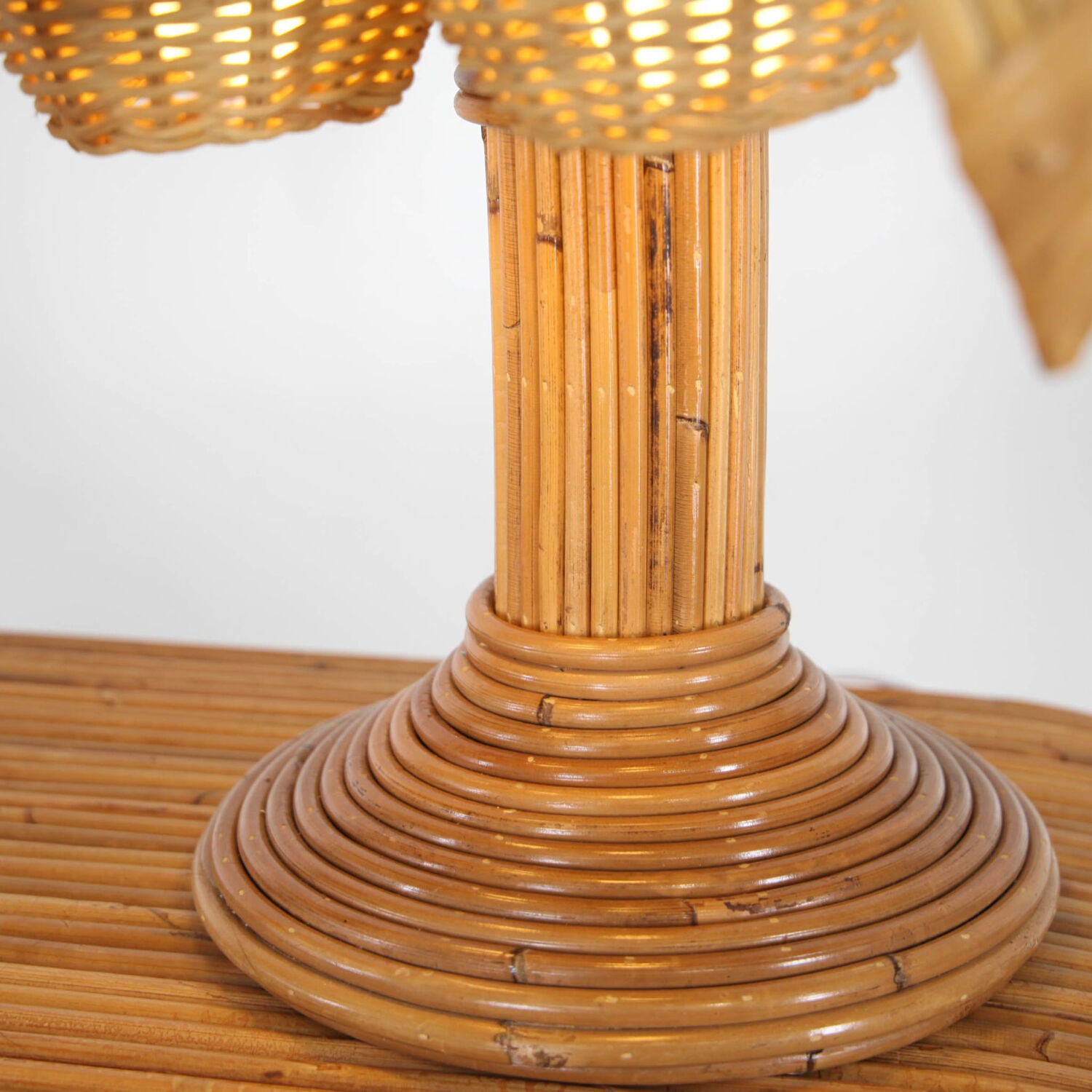Paire de lampes «palmier» en rotin