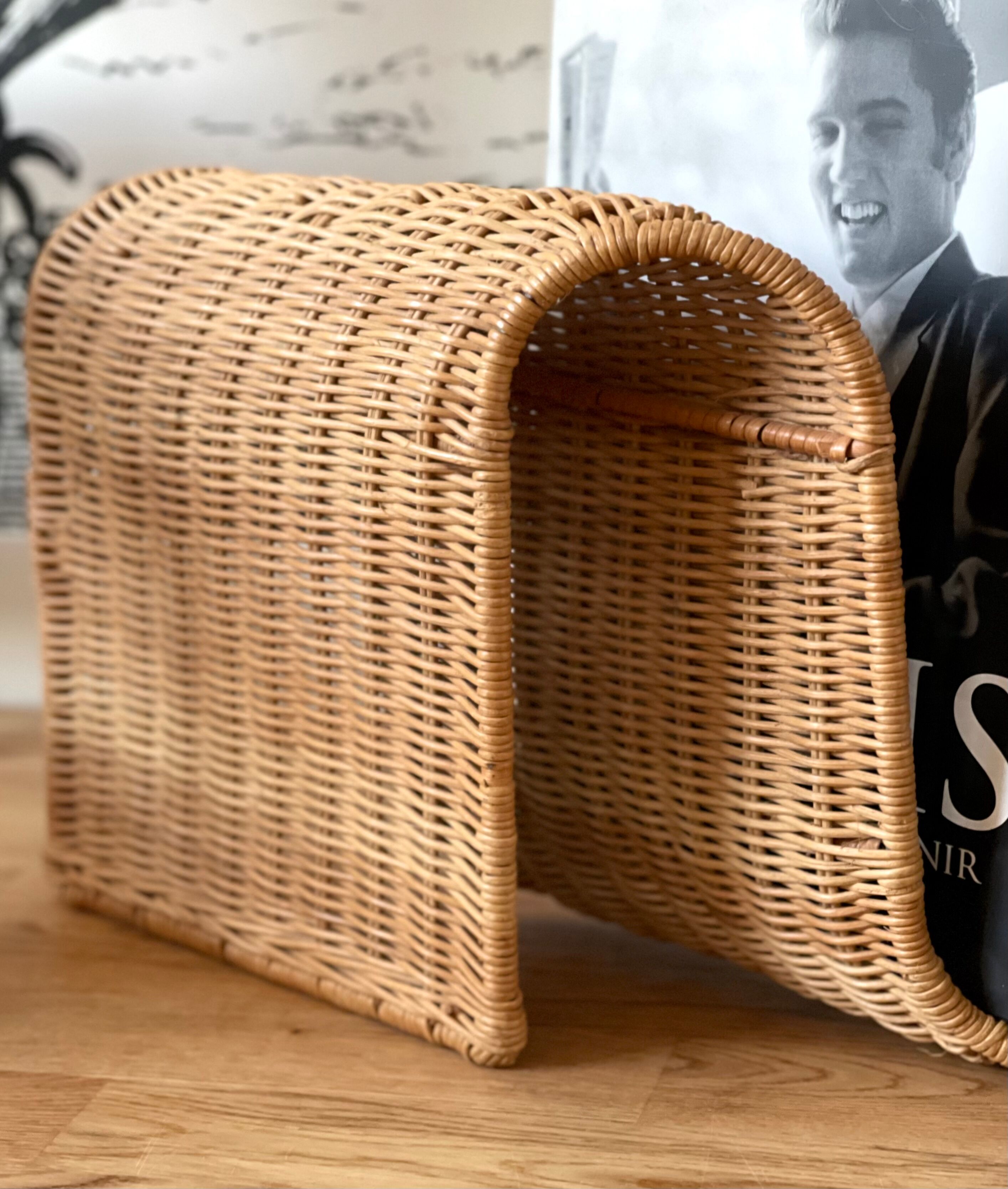 Rattan magazine holder 1970