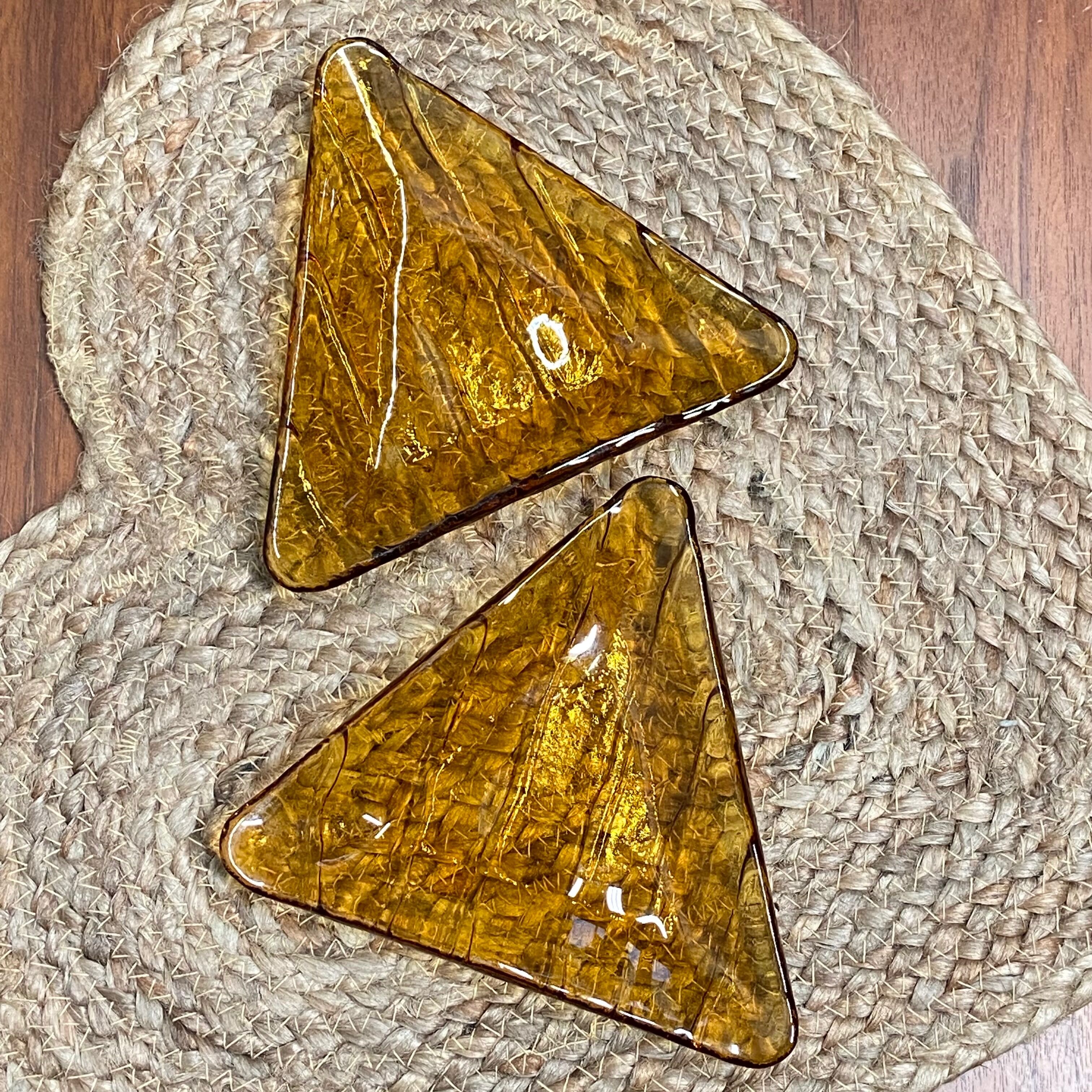 Set of 2 amber glass raviers