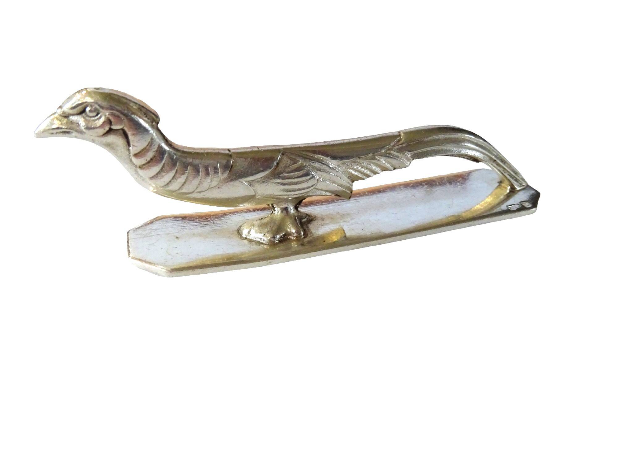 12 Art Deco animal knife holders in silvered bronze