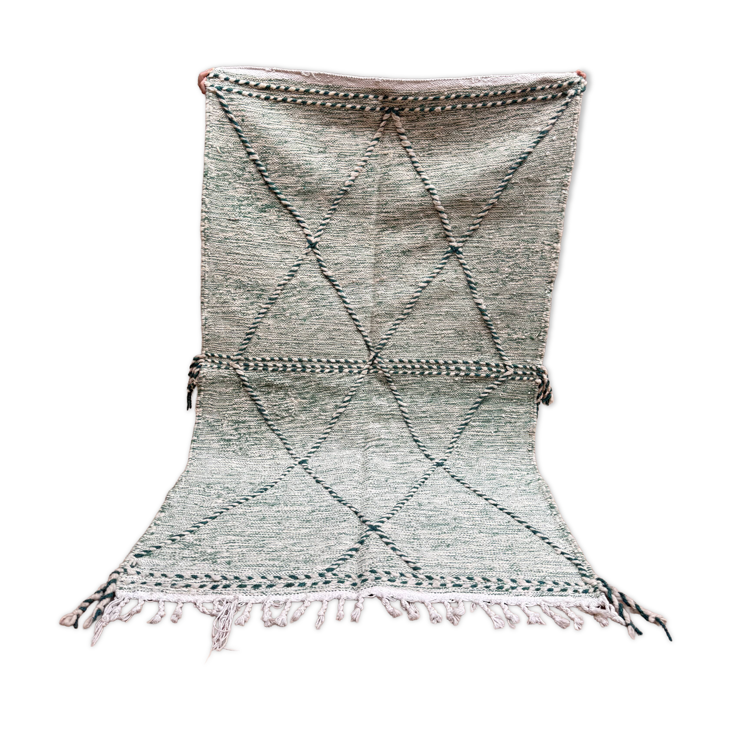 Small Moroccan Berber rug (Zanafi kilim) for bedroom and living room.