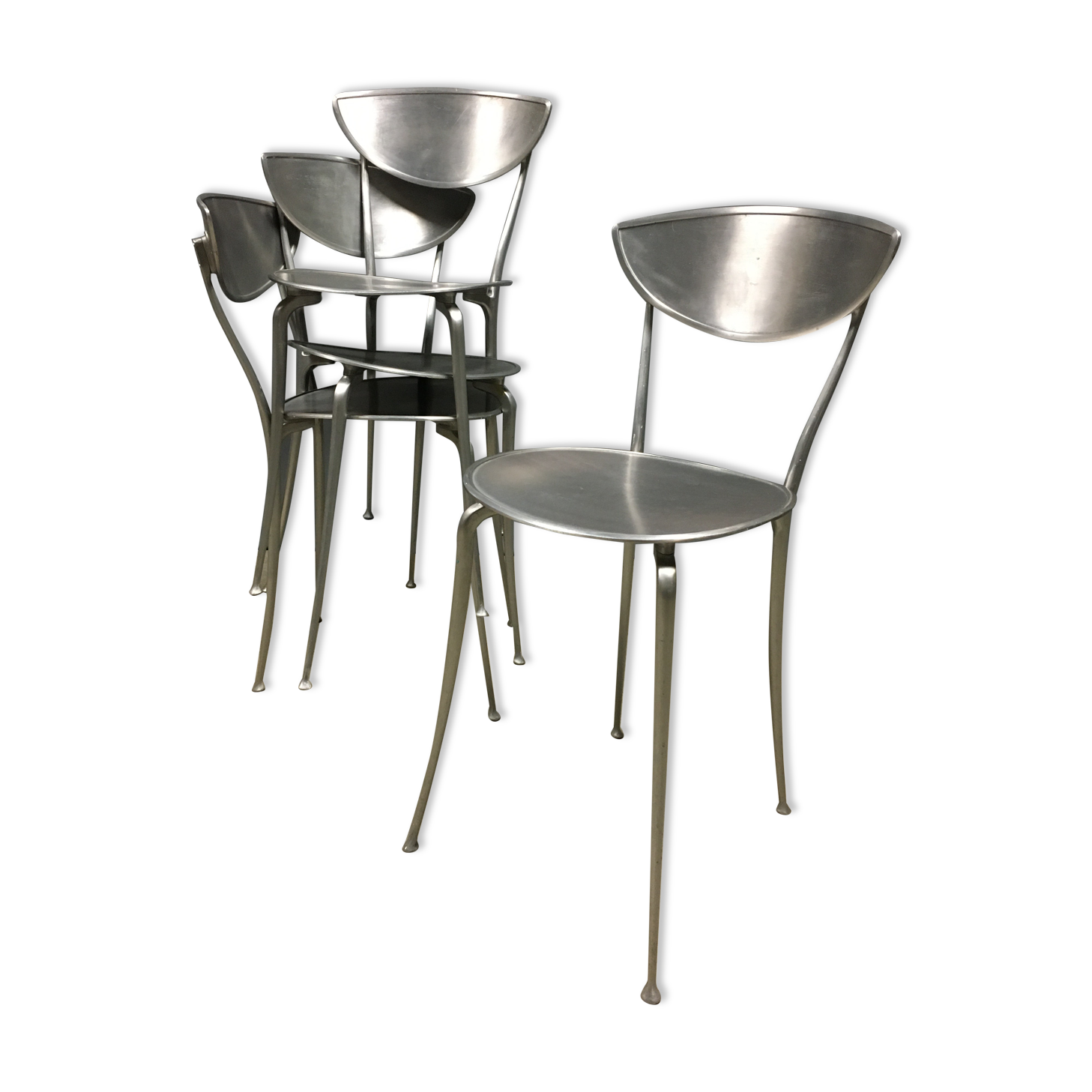 Set of 4 arper aluminium dining chairs. 1990's