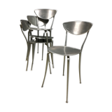 Set of 4 arper aluminium dining chairs. 1990's