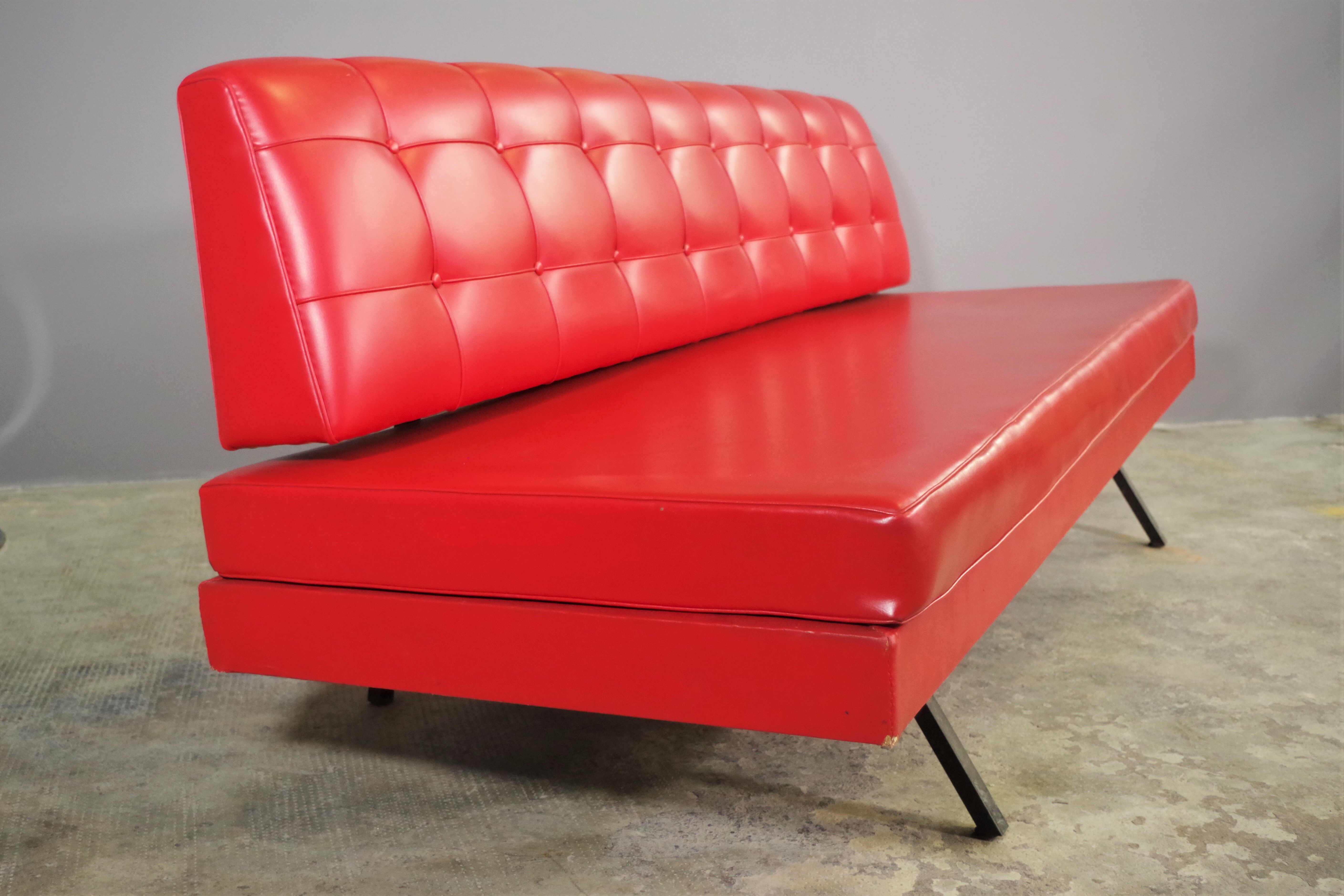 Red leatherette sofa, 1970s