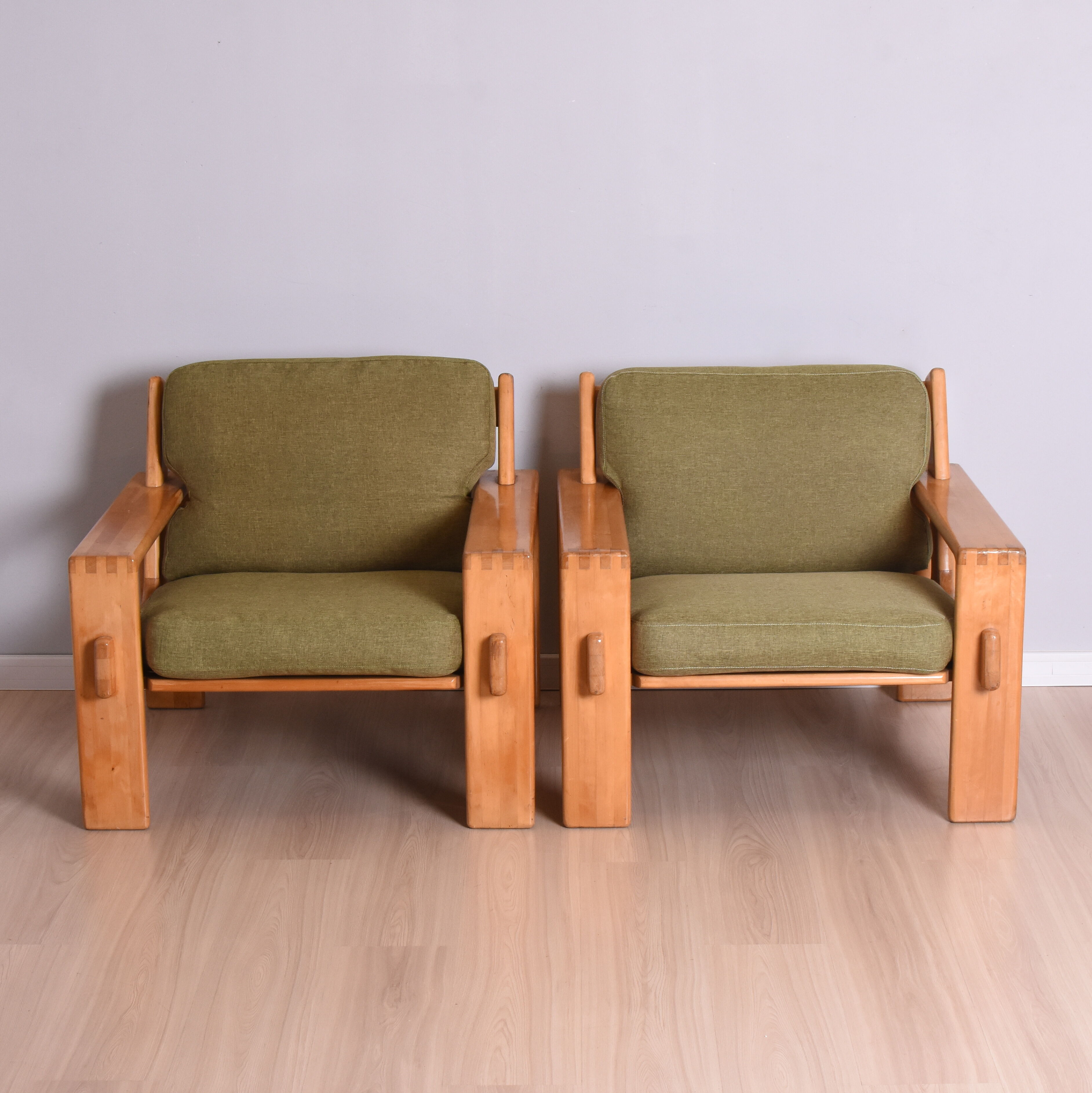 Pair of Bonanza Armchairs by E. Pajamies for Asko, Finland, 1960s