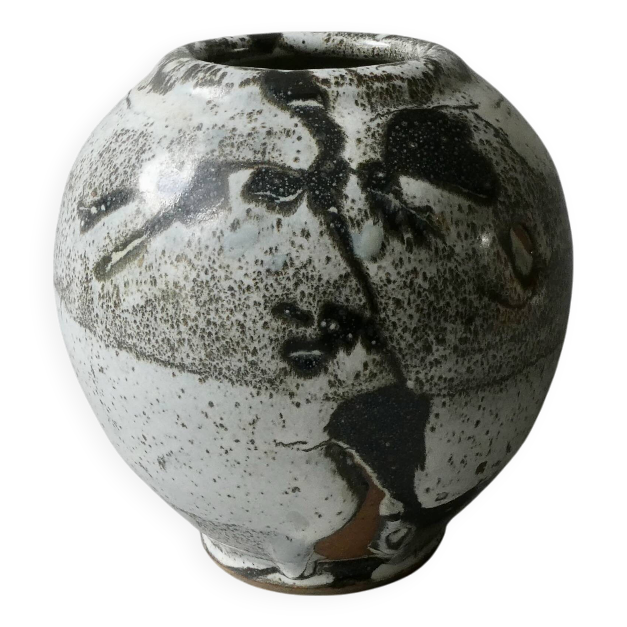 Stoneware vase with Japanese decor by Philippe Dubuc