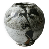 Stoneware vase with Japanese decor by Philippe Dubuc