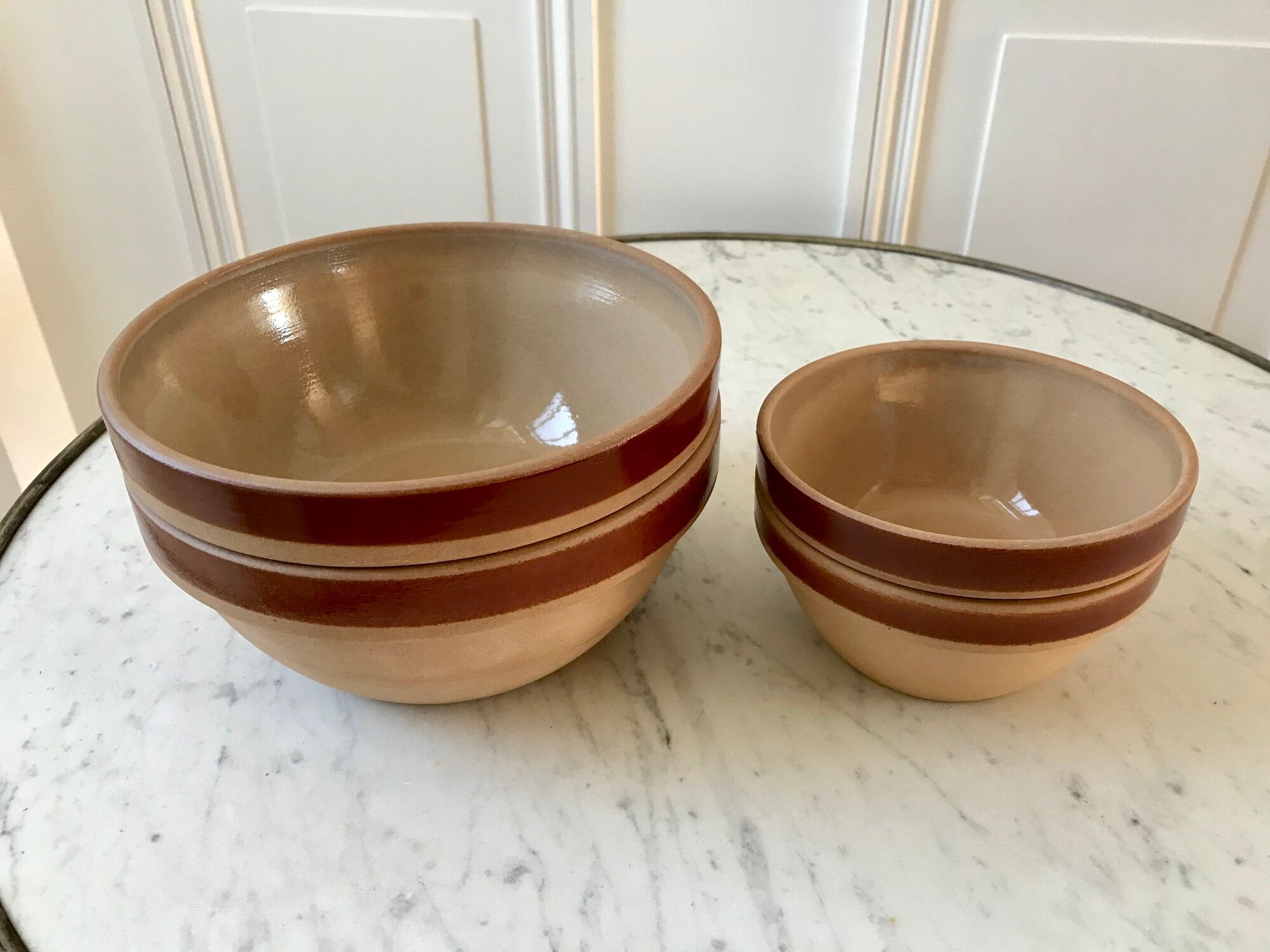 Duos of salad bowls in Gien sandstone 70s made in France