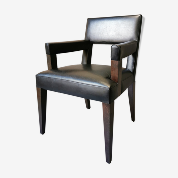 Fauteuil luxe Philippe Hurel en cuir noir