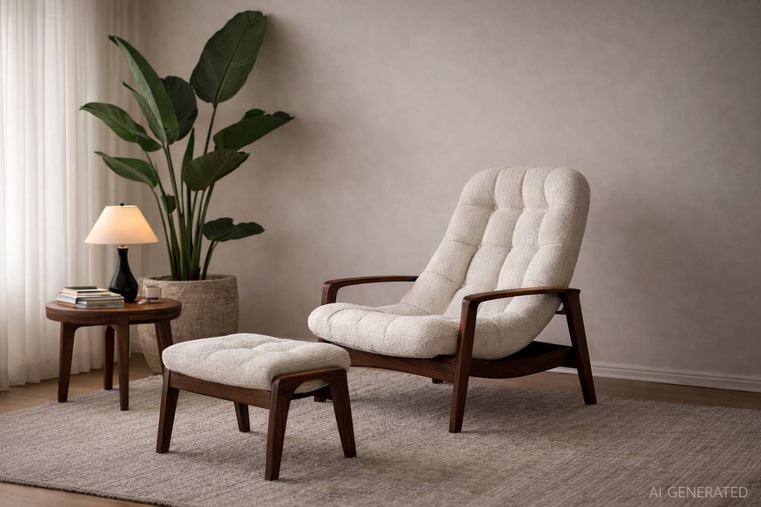 Vintage Teak "Scoop" chair with ottoman by R.Huber & Co